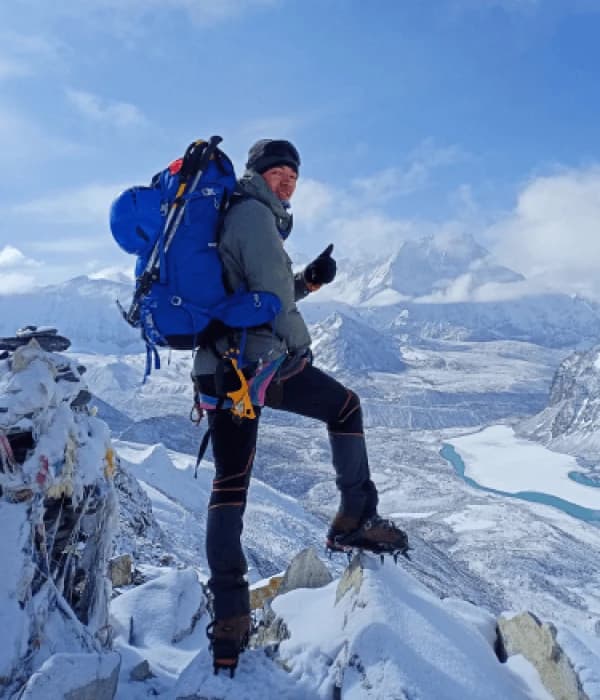 Overland Climbing Guide on the way to Lobuche Peak